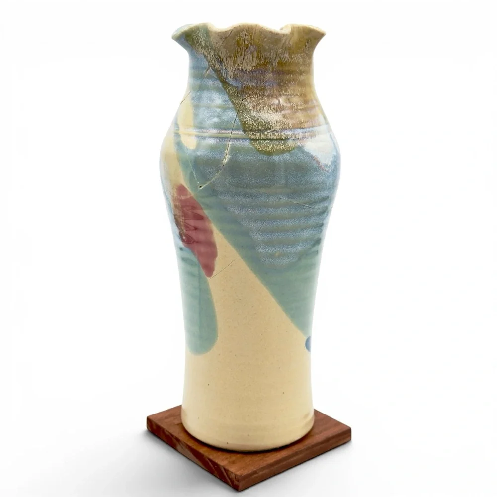 Kintsugi Vase 11” Hand Thrown Studio Pottery Gold Crack Art Personal Growth Gift